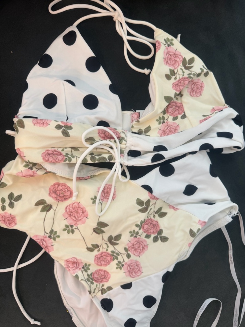 NWT FOR LOVE & LEMONS Neapolitan One Piece in Creme Roses, SIZE M